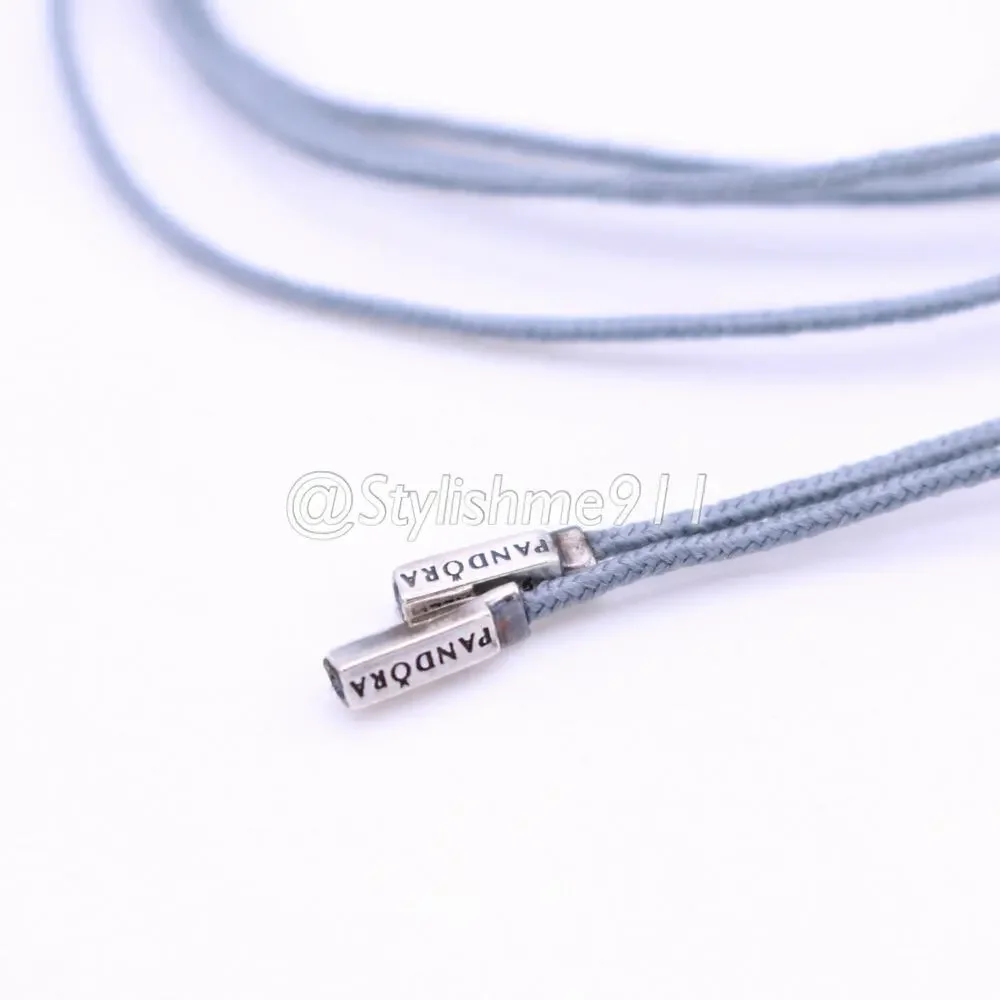 Authentic PANDORA Grey Poly Cord with Sterling Silver